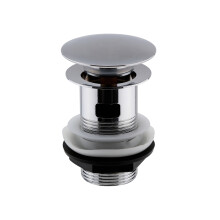 Round Push Button Basin Waste Slotted - Chrome