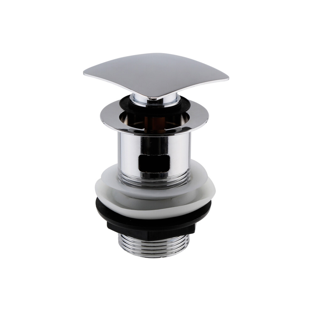 Square Slotted Push Button Basin Waste - Chrome