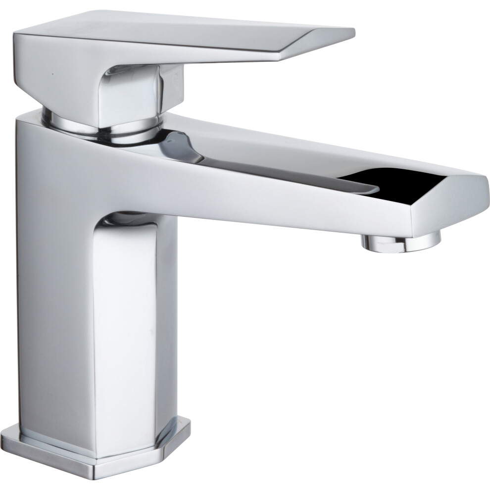 Square Mono Basin Tap & Push Button Waste - Chrome