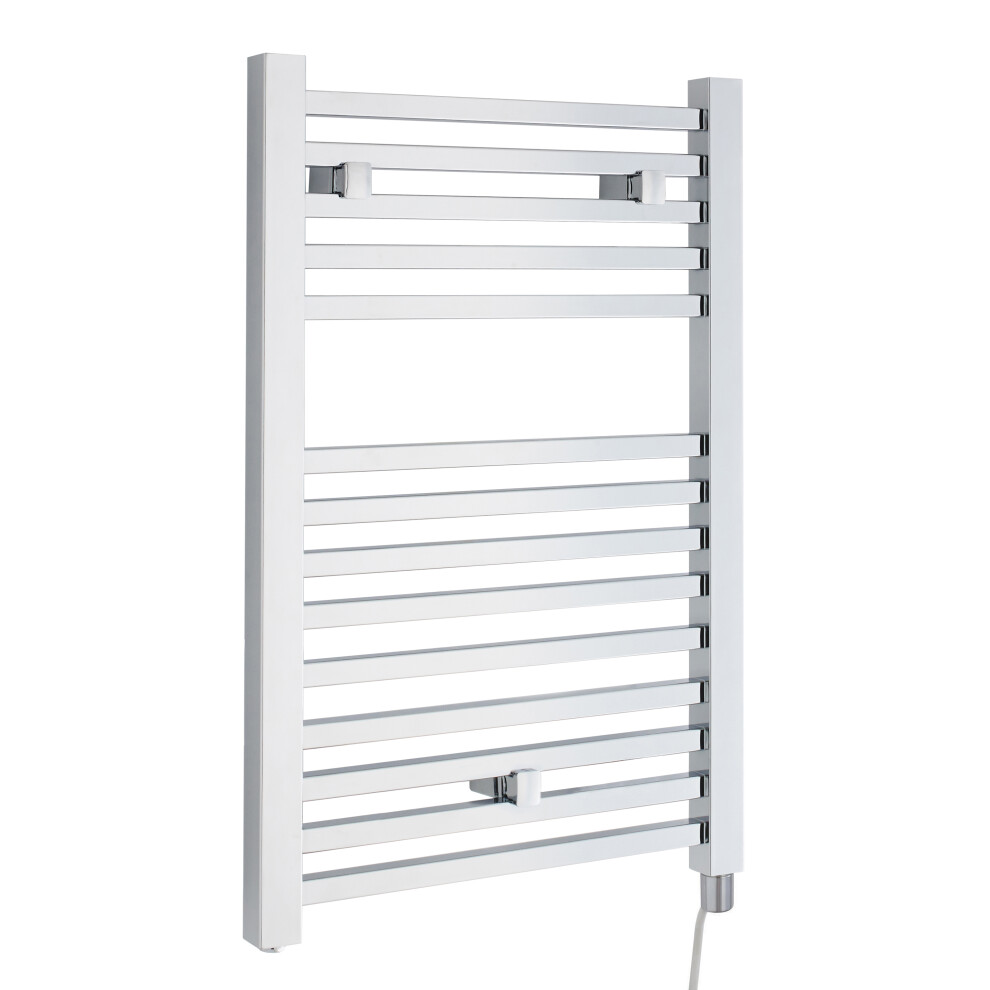 Electric Vertical Square Towel Rail with 14 Rails - 690mm x 500mm - 200 Watt - Chrome