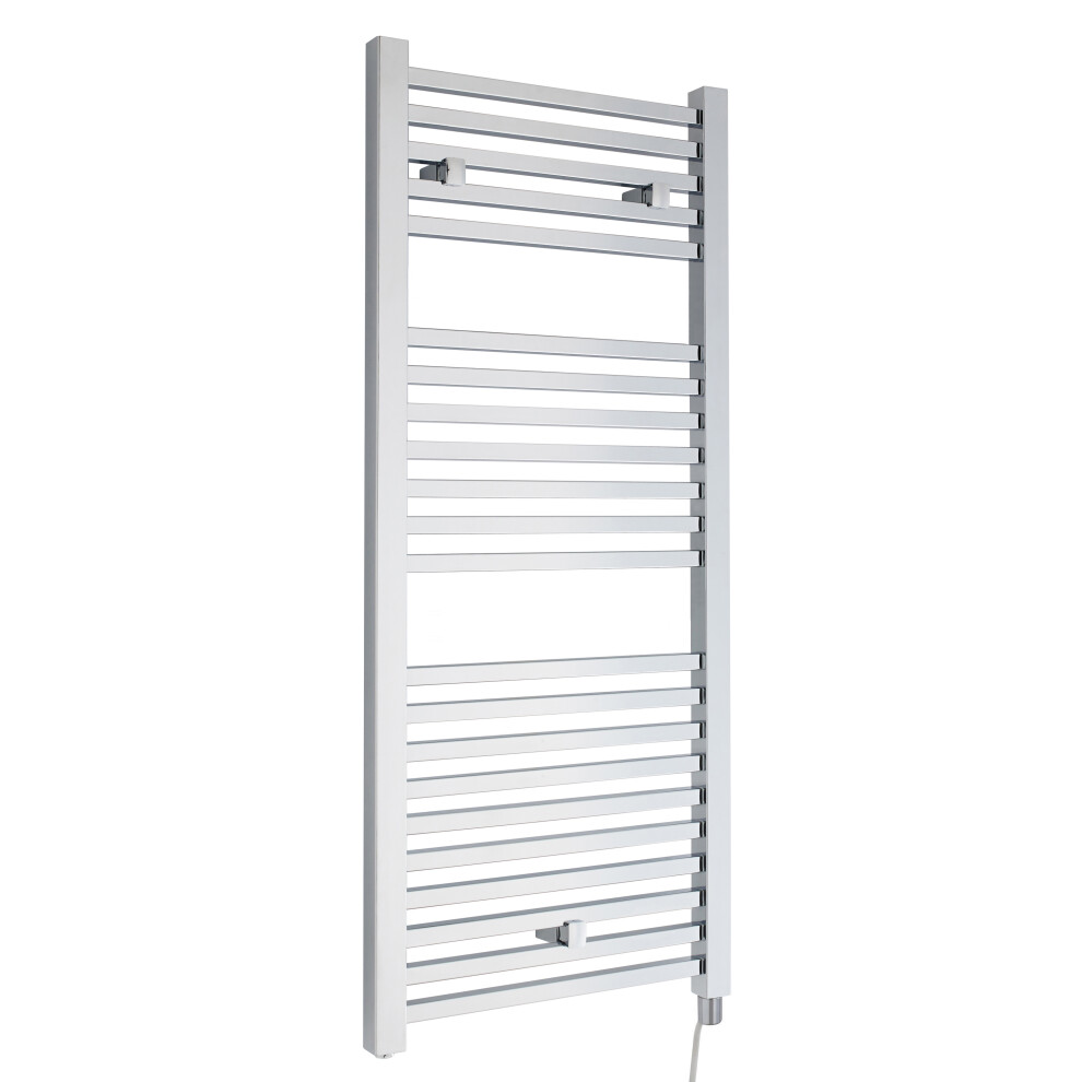 Electric Vertical Square Towel Rail with 22 Rails - 1110mm x 500mm - 300 Watt - Chrome