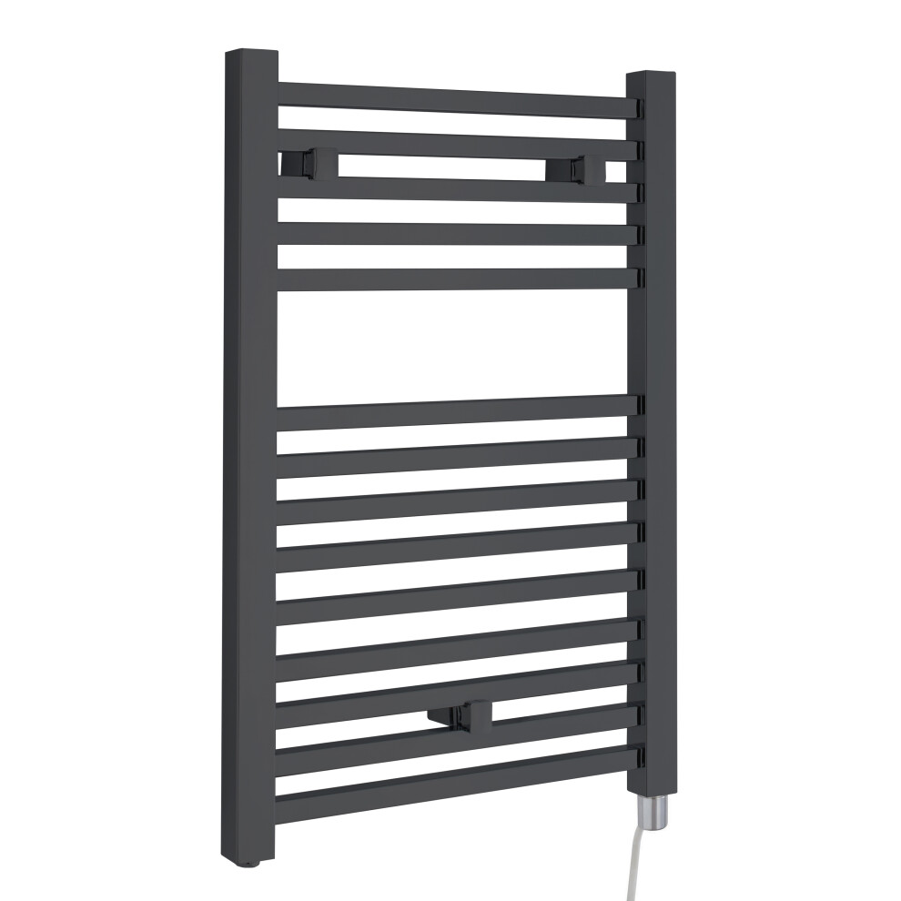 Electric Vertical Square Towel Rail with 14 Rails - 690mm x 500mm - 300 Watt - Anthracite