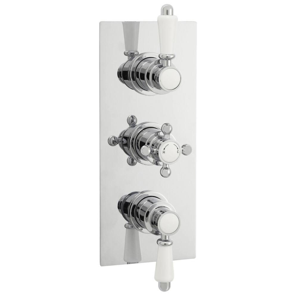 Traditional Concealed Triple Thermostatic Shower Valve with 2 Outlets in Chrome Finish by Balterley
