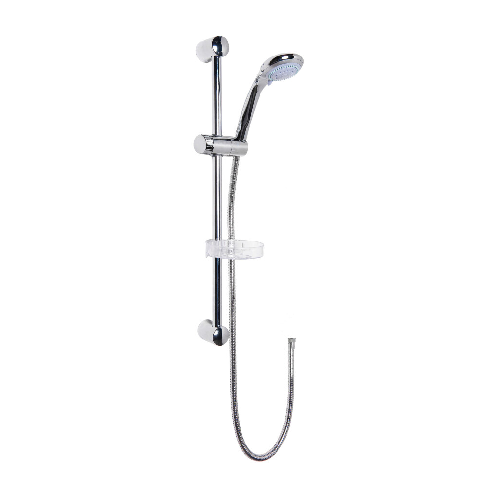 Round Slide Rail Shower Kit with Multi Function Head & Outlet Elbow - Chrome