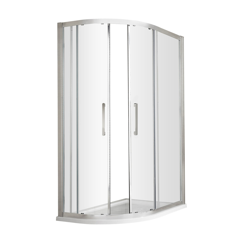 Sonic 8mm Toughened Safety Glass Offset Shower Quadrant & Bar Handle, Chrome - 800 x 900mm - Balterley