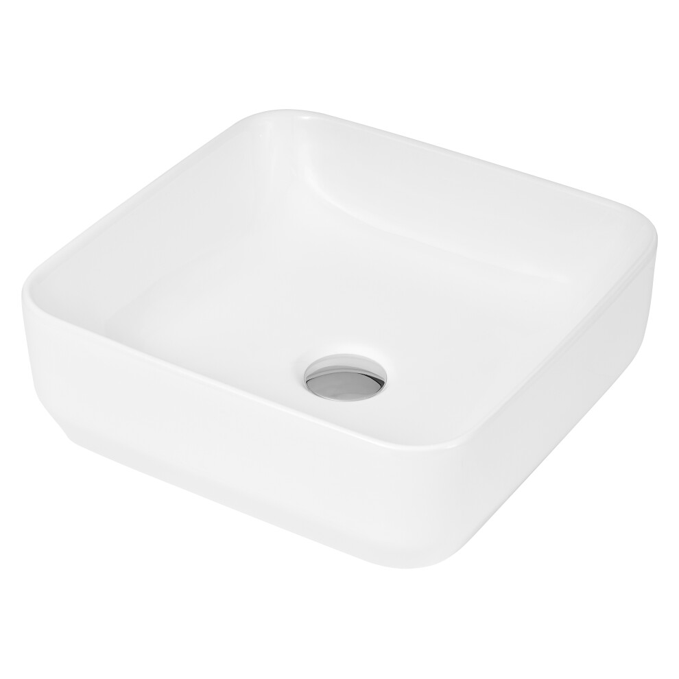 Square Ceramic Countertop Vessel without Overflow - 365mm