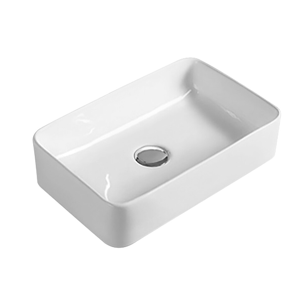 Rectangular Compact Ceramic Countertop Vessel Without Overflow - 365Mm 5056211886402