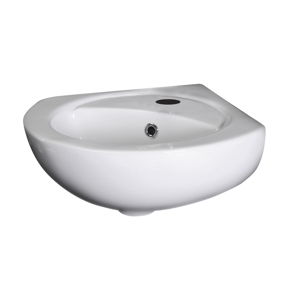 Cloakroom Wall Hung Corner 1 Tap Hole Ceramic Basin with Overflow - 450mm