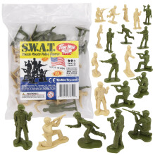Tim Mee Toy Swat Plastic Army Men - 24 tan & od Green Police Figings Us Feed