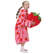 Aemicion Erdbeer-Kapuzenpullover, Geschenke f  r Kinder,   bergro  e Sherpa-Decke, tragbare Decke, gem  tliche Sweatshirt-Decke f  r M  dchen