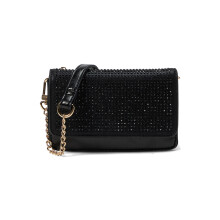 Anne Klein Κρυσταλλωμένο Mini Flap Crossbody, Μαύρο/Μαύρο