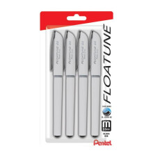 Pentel Floatune Rollerball, 0.8mm Medel Linje, Svart Bläck, 4 Pack
