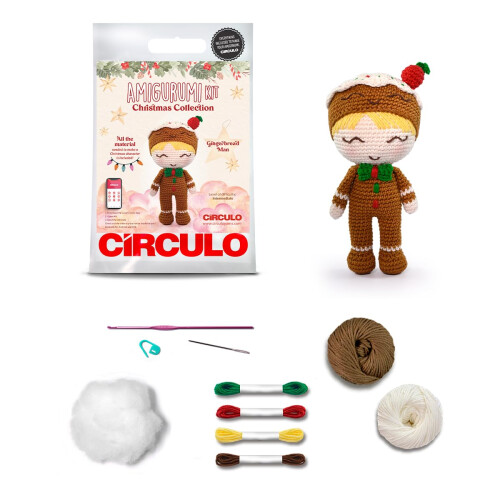 topp Funkogurumi Grogu. Kit de crochet non officiel : mode d'emploi, fil en 3 couleurs (63% coton, 37% polyacrylique), ouate de remplissage, crochet 2,5 mm, yeux de sécurité, marqueurs de maille