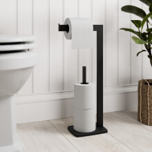 Purefino Black Freestanding Toilet Roll Holder Bathroom Paper Storage Holders