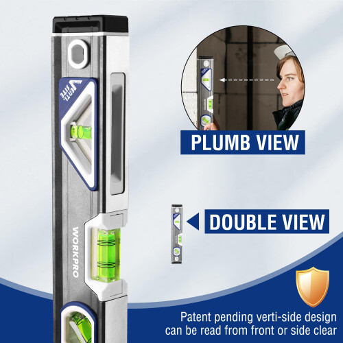 WORKPRO Nível Torpedo de 10 Polegadas, Ferramenta com 3 Bolhas 45/90/180, Nível com Capas Absorventes 2