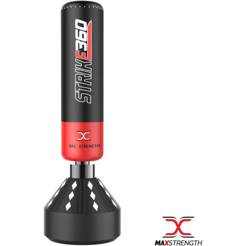 MAXSTRENGTH Freestanding Boxing Punch Bag - 5.5ft, Black/Red 2