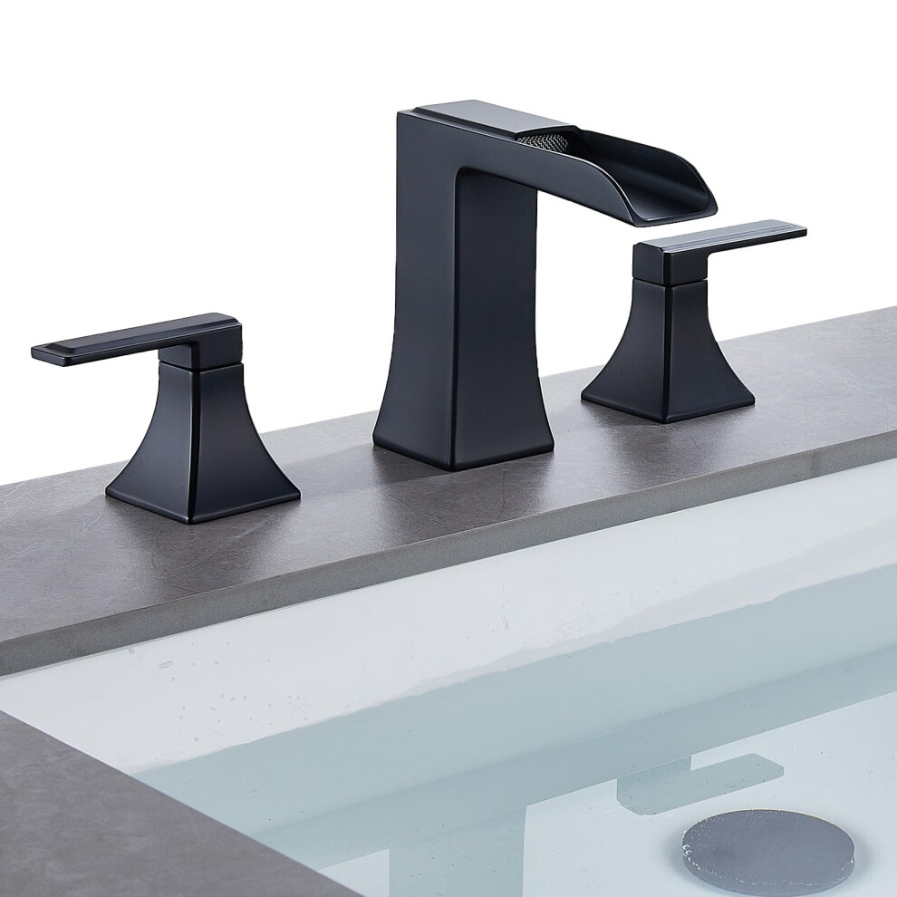 Sanliv Bathroom Faucet 3 Hole Waterfall Bathroom Faucets For 8 Inch Widespread Or 4Inch Centerset Sink Two Handle Vanity Fauc