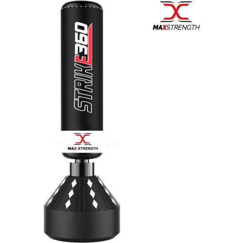MAXSTRENGTH Freestanding Boxing Punch Bag - 5.5ft, Black/White 2