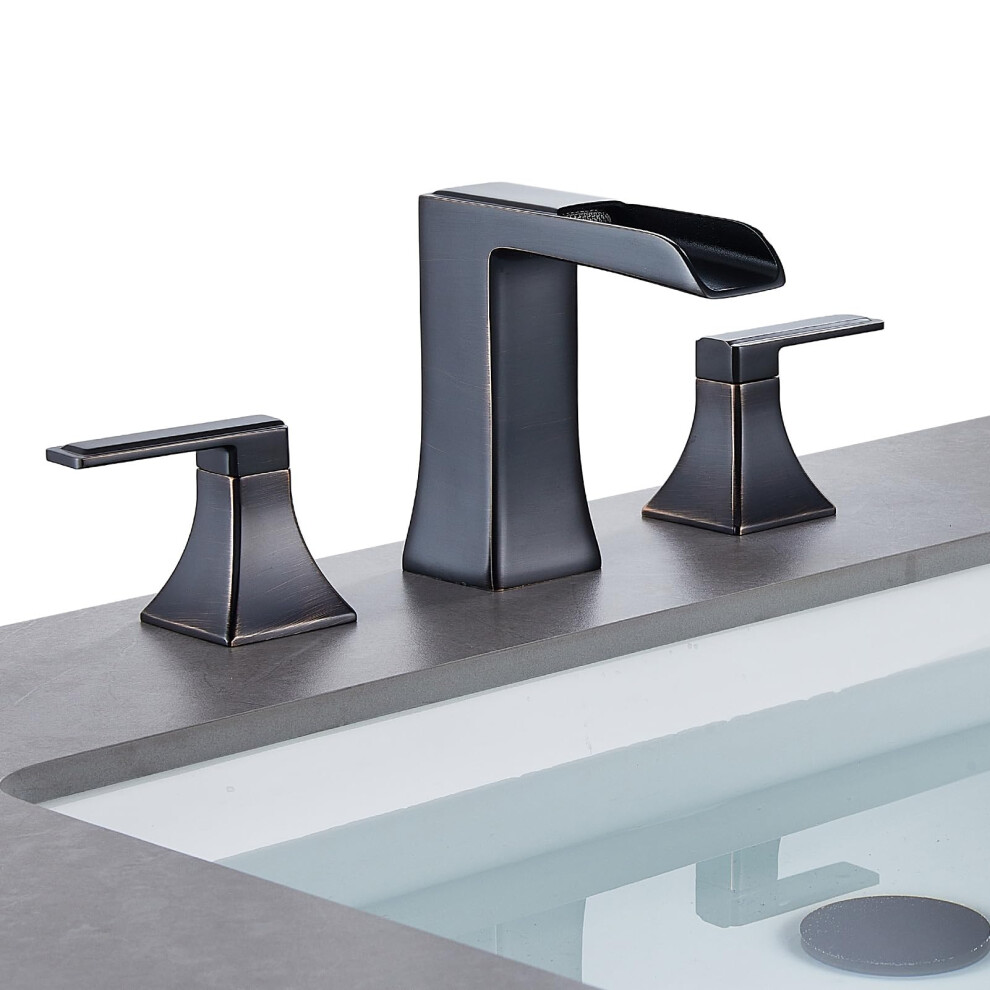 Sanliv Bathroom Faucet 3 Hole Waterfall Bathroom Faucets For 8 Inch Widespread Or 4Inch Centerset Sink Two Handle Vanity Fauc