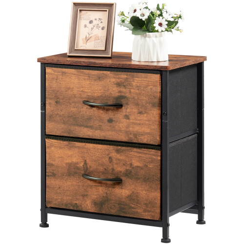 Somdot Nightstand with 2 Drawers  Bedside Table Small Dresser with Rem