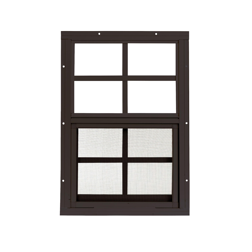 Shed Window 12"" W x 18"" H  Flush Mount Brown for Sheds  Playhouses