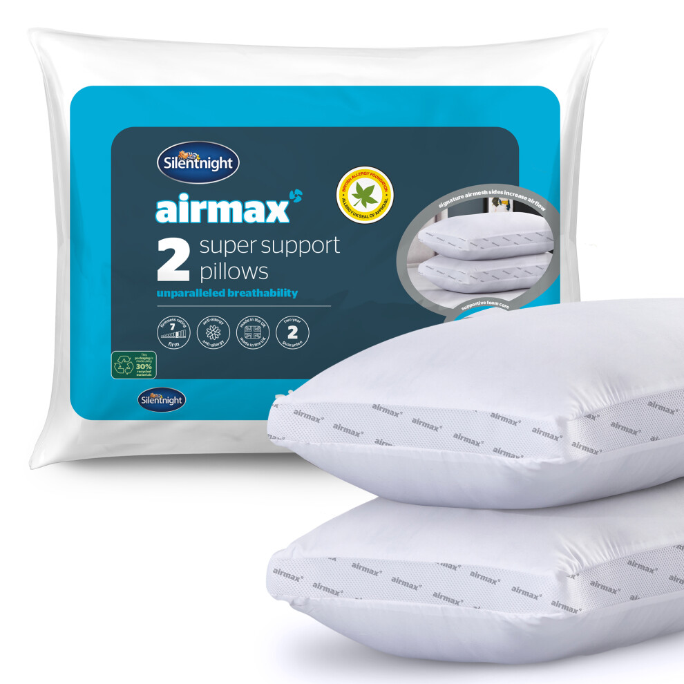 Silentnight Airmax Super Support Pillows 2 Pack Hypoallergenic