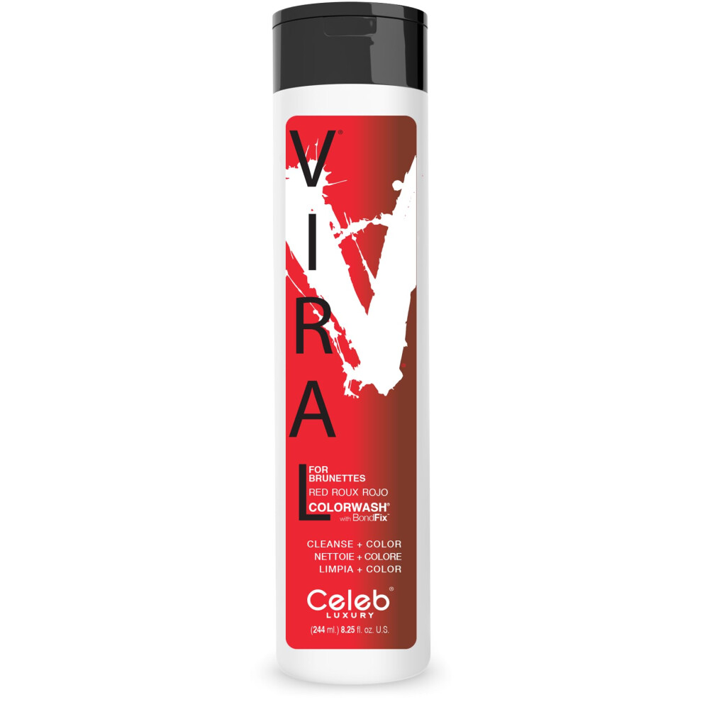 Red Hair Color Depositing Colorwash  Red Viral Shampoo for Brunettes and Brown Hair + Bondfix Bond Rebuilder  Semi Permanent Hair Color  Veg