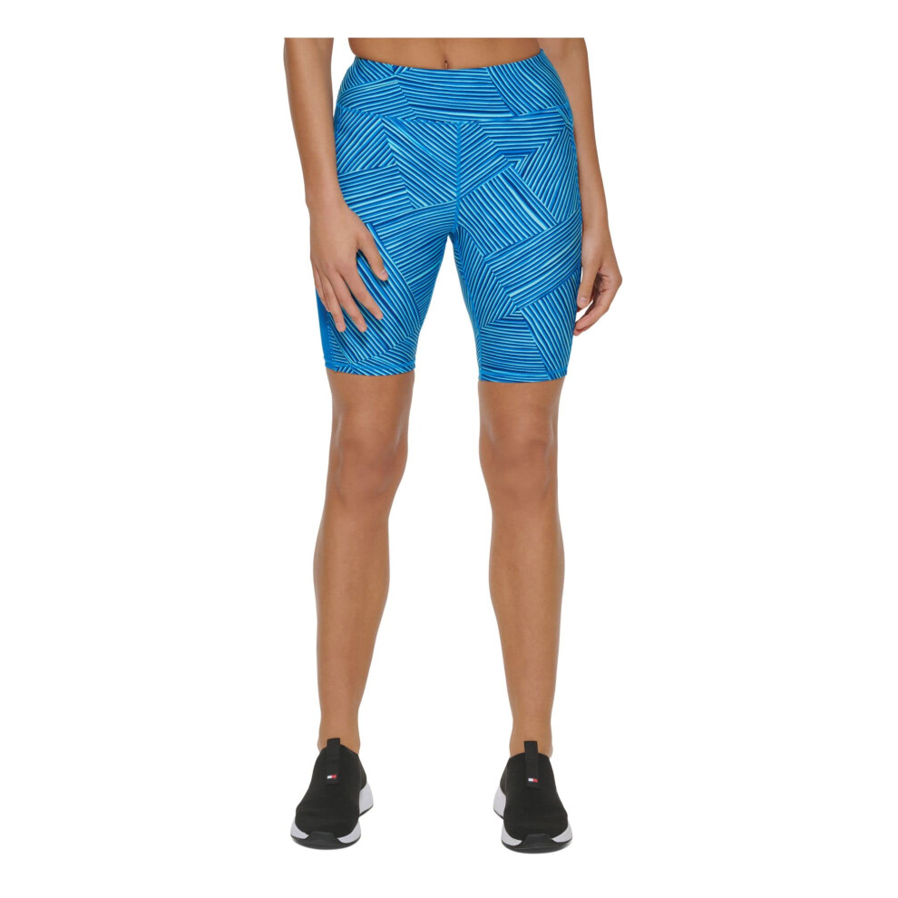 Tommy Hilfiger Sport Womens Shadow Stripe aboveKnee Legging Shorts Blue XXL