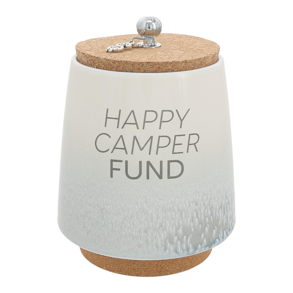 Firma Pavilion Gift Company - Happy Camper 6,5 -Calowy Unikalny Ceramiczny Swinka Bank Oszczednosciowe Salon Pieniezny Z Baza Korka I Cork Lid Om-image