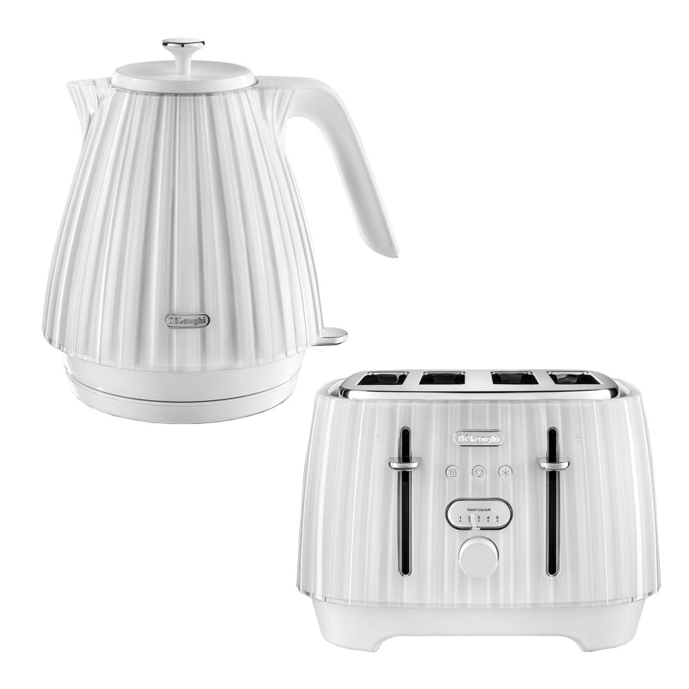 Delonghi Ballerina 1.7L Kettle & 4 Slice Toaster Set, White