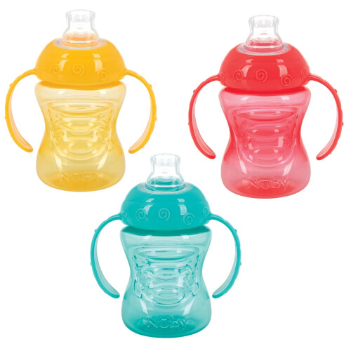 Nuby Nuby 3 Pack Δύο Χερούλια Σακκουλάκια Χωρίς Διαρροές - BPA Free - Aqua, Κίτρινο, Κοραλλί