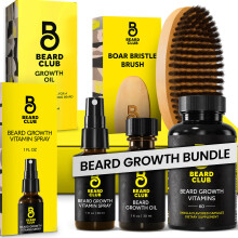 Beard Club Premium Baardgroeiset - Baardgroeiolie Baardgroeivitamines Baardgroeivitaminespray & Baardborstel - Geschenkset