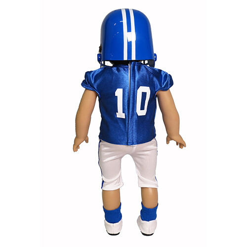 Uniforme de futebol azul 6pc para bonecas de 18 polegadas | Qualidade premium e design da moda | Roupas de bonecas 2