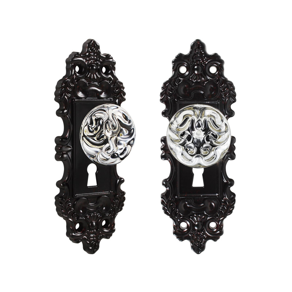 Black Vintage Cabinet Knobs Antique Drawer Pulls Dummy Door Knob With Plate For Kitchen Furniture Closet Dresser Drawers Cupboar 658359053002
