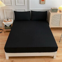 (black, Sheet 220X200x30cm) New Solid Waterproof Mattress Protector With Elastic Band Sanding Breathable Bed Mattress Cover Baby Wetting Sheet Anti-mite&washable No Pillowcas