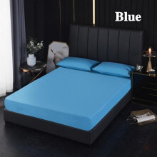 (blue, Sheet 180X200x30cm) New Solid Waterproof Mattress Protector With Elastic Band Sanding Breathable Bed Mattress Cover Baby Wetting Sheet Anti-mite&washable No Pillowcas