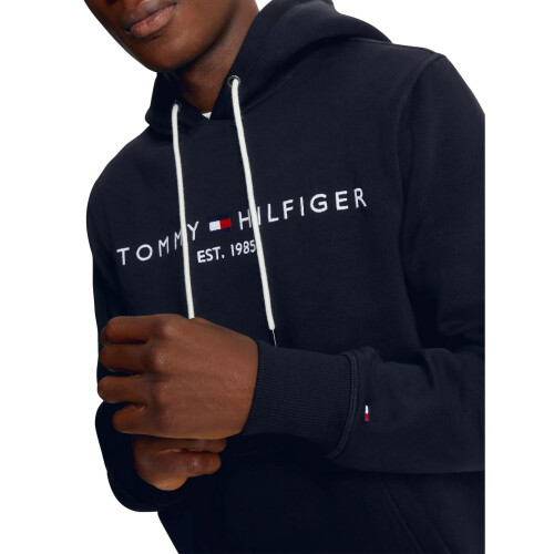 Tommy Hilfiger TOMMY HILFIGER Herren Bestickter Tommy Logo Fleece Pullover Hoodie, Marineblau, M 2