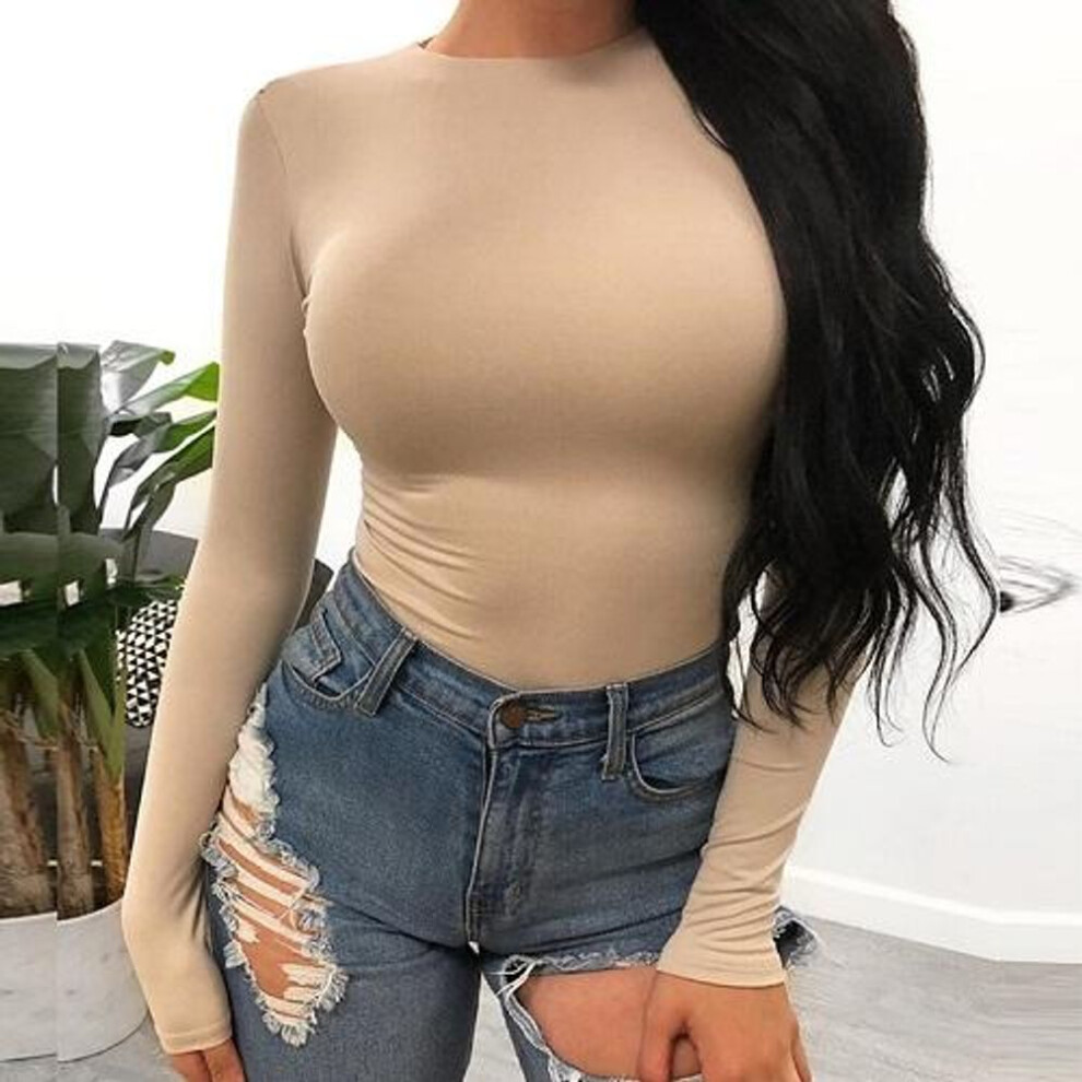 (grey, L) Women&apos;s Long-sleeved Black Bodysuit O-neck Spring Winter White Bodysuit Sexy Lady&apos;s Bodysuit Streetwear Suit Suit Bodysuit O-neck Bodysuit