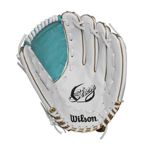 Wilson Wilson 2024 A500 Siren 12.5" Νεανικό Γάντι Softball - Αριστερό Χέρι, Λευκό/Τιρκουάζ/Μεταλλικό Χρυσό 2