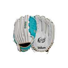 Wilson 2024 A500 Siren 12.5 Youth Outfield Fastpitch softball -r  pyl   - vasenk  tisille, valkoinen/sinivihre  /metallinvihre