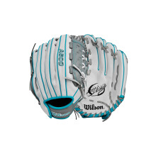 Wilson 2024 A500 Siren 11.75” Ungdom Infield Fastpitch Softboll Handske - Högerhand, Vit/Grey/Turkos