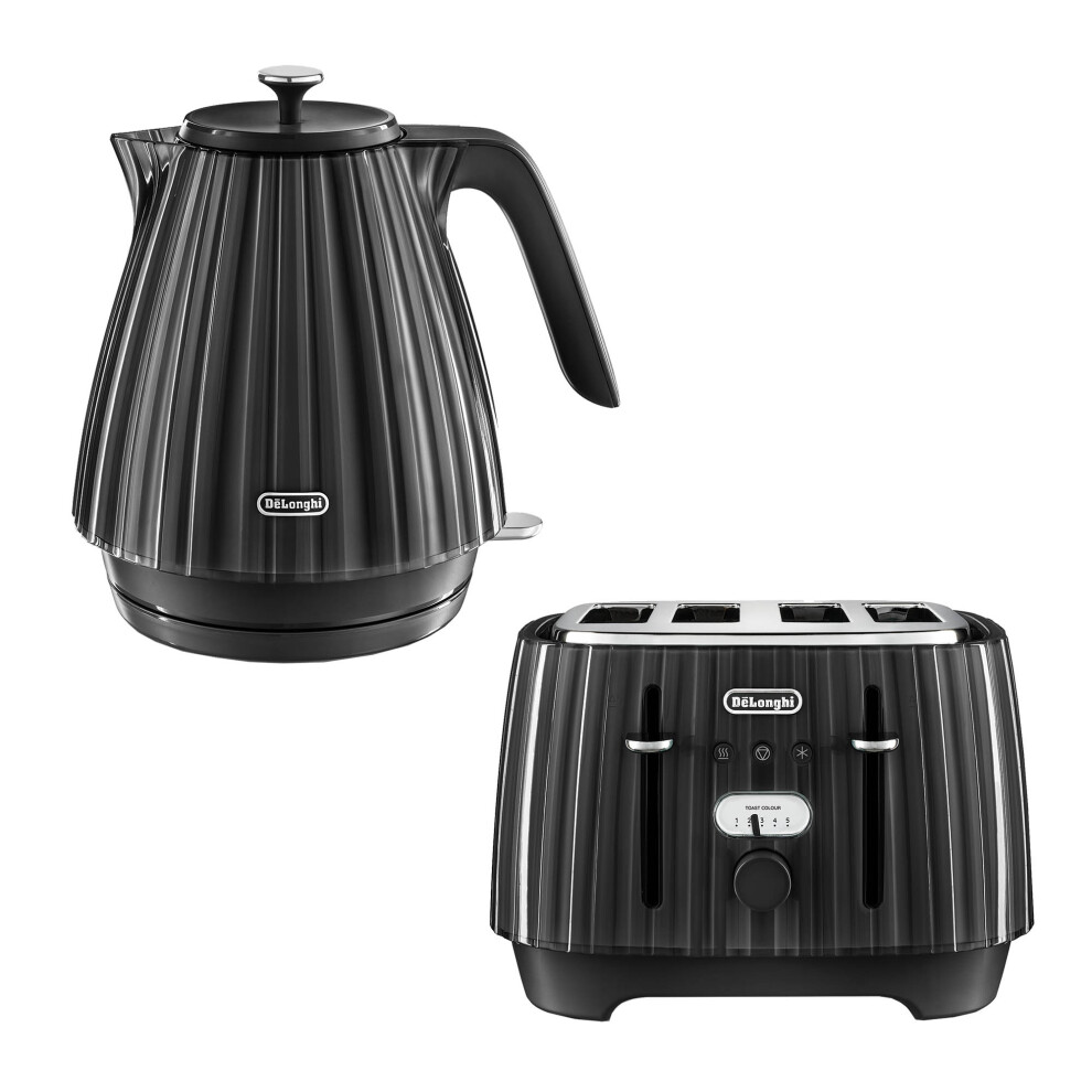 De'longhi Ballerina 1.7L Kettle & 4 Slice Toaster Set, Black
