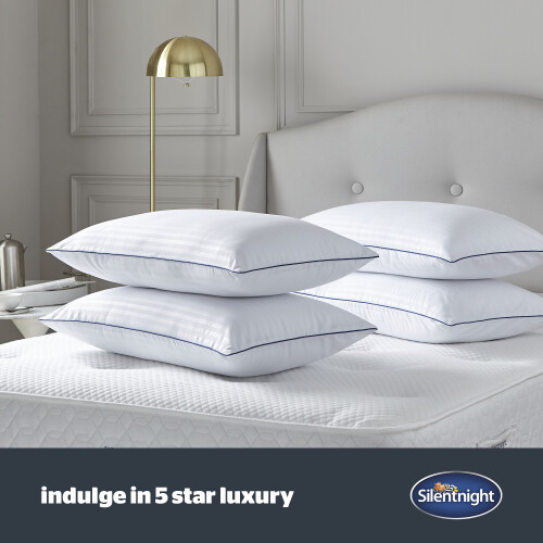 Silentnight Silentnight Luxury Hotel Collection Piped Pillows 4 Pack Medium Support 1