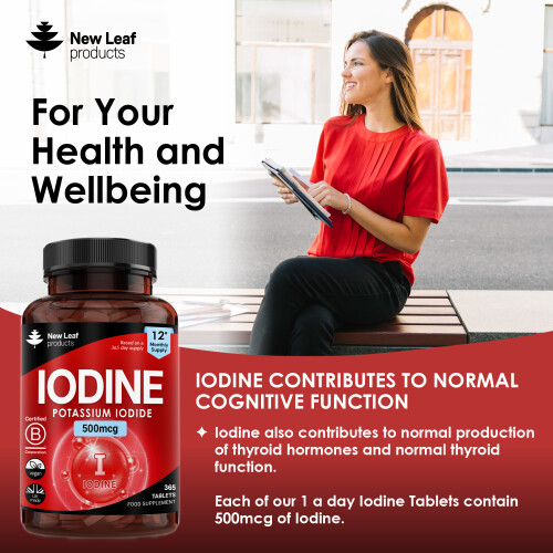 New Leaf Product Iodine Tablets 500mcg Supplement Vegan Thyroid Support (12 Month) 2