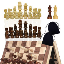 Natur Trä Schackpjäser Set, 3.15" Kung Figurer Turnering Staunton Schackpjäser med Förvaringsväska