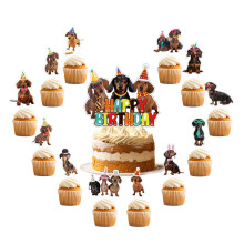 25 buca?i Teckel Cake Toppers Cupcake Toppers Teckel Caine Decoratiuni pentru Tort Teckel Decoratiuni pentru petreceri Teckel Rechizite pentru pe