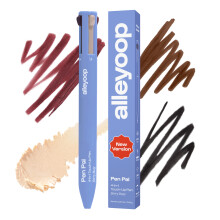 Alleyoop Pen Pal Touch-Up 4-in-1 Make-up-Stift Berry Busy (mittel tief) Reise-Make-up-Set mit Eyeliner, Brauenstift, Textmarker und Lipliner ho