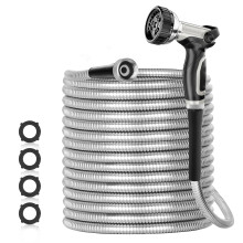 SPECILITE 125 fot 304 trdgrdsslang i rostfritt stl Metall Heavy Duty vattenslangar med munstycken fr grd utomhus - Flexibel Aldrig bja och