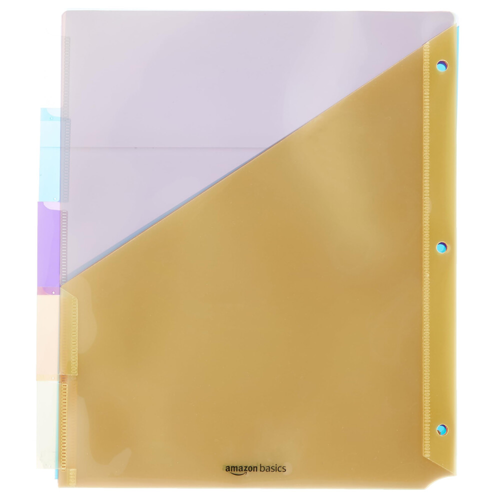 Amazon Basics Tab Dividers for 3 Ring Binder  Two Pocket  Letter Size  Assorted Colors  5 Count