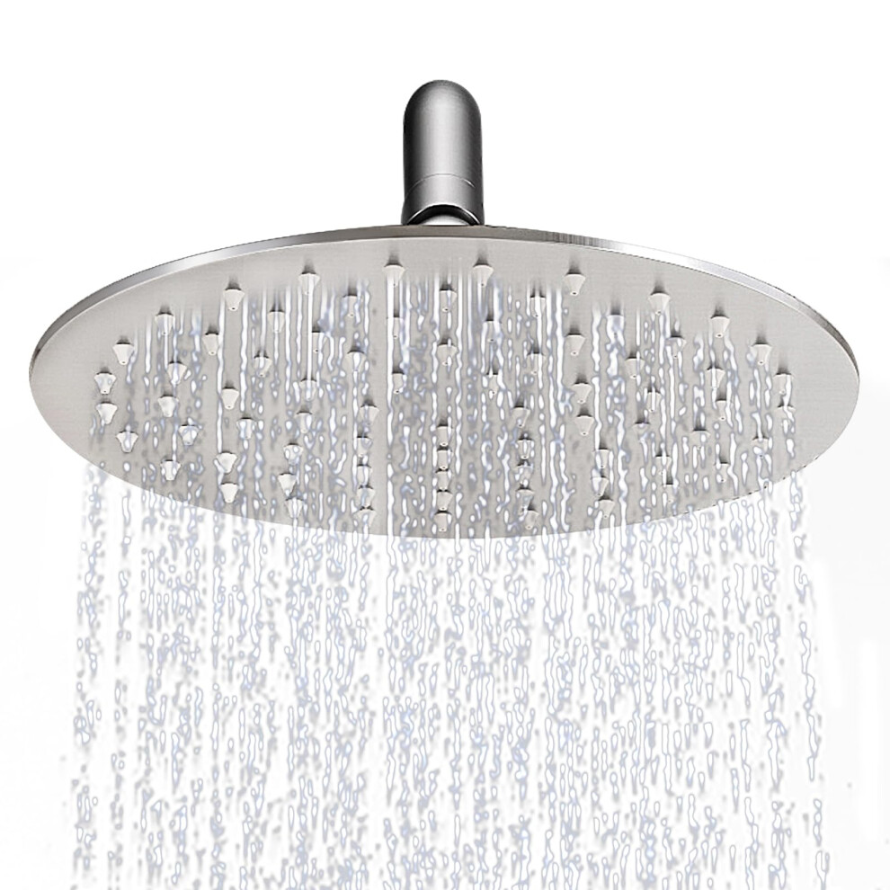 Auleend 8 Inch Round Rain Shower Head High Flow Stainless Steel Rainfall Shower Head High Pressure Design Brushed Nickel 8 764725613333